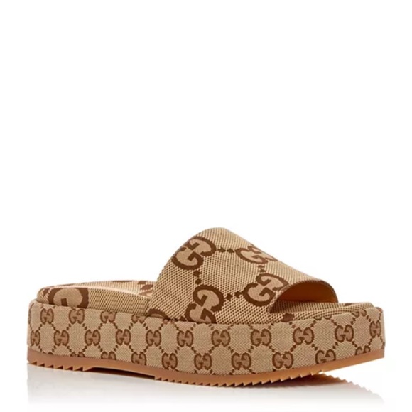 Gucci Women's Tan GG Slide Sandals - Picture 1 of 5